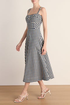 Aila Dress | Sweetheart Neck Cotton Midi Dress
