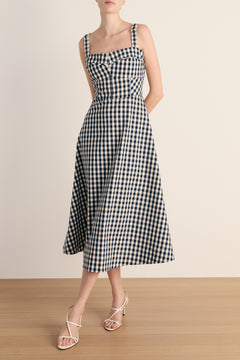 Aila Dress | Sweetheart Neck Cotton Midi Dress