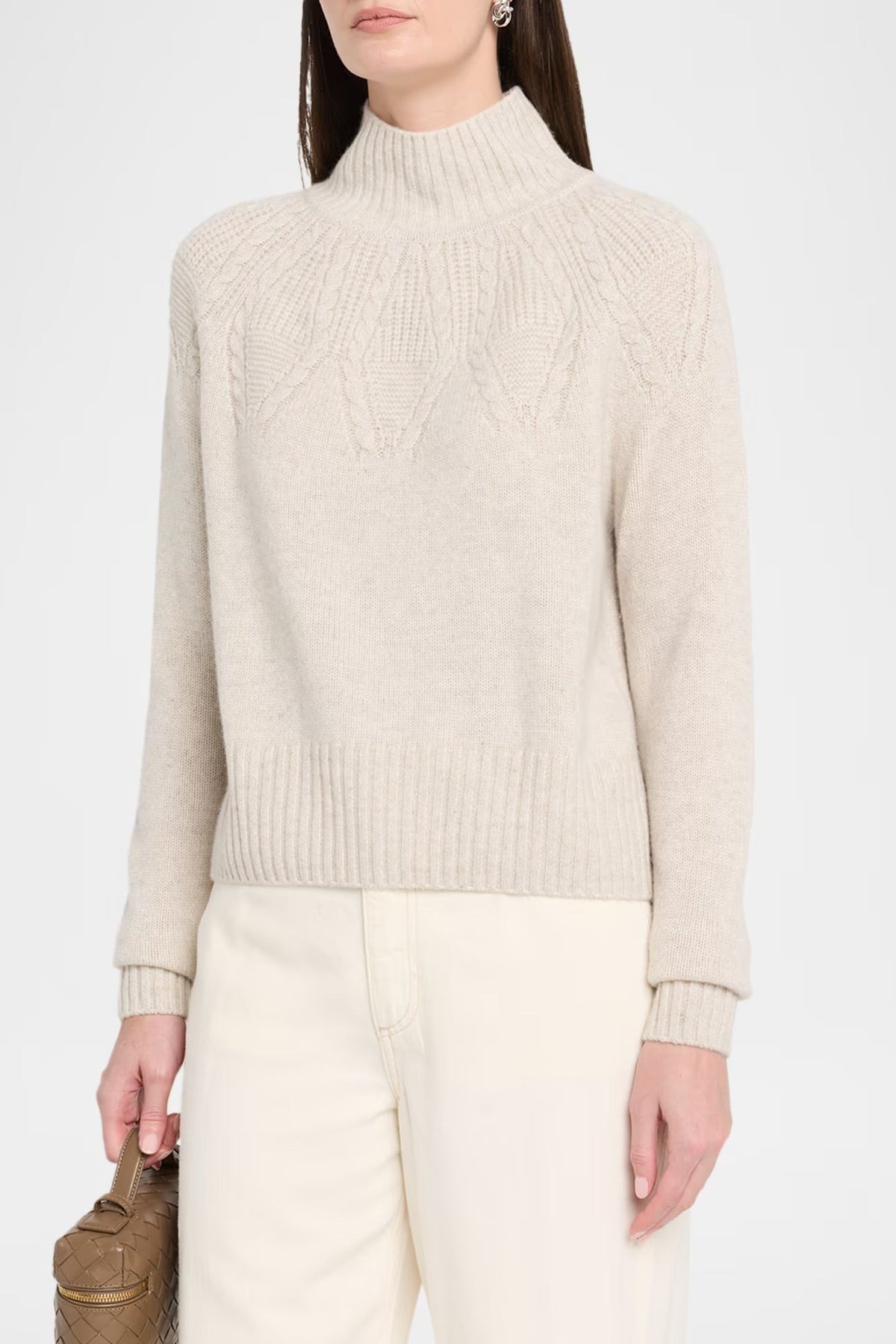Cashmere Mock-Neck Cable Knit Sweater