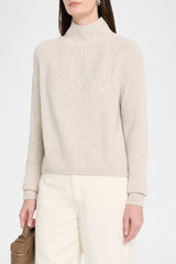 Cashmere Mock-Neck Cable Knit Sweater