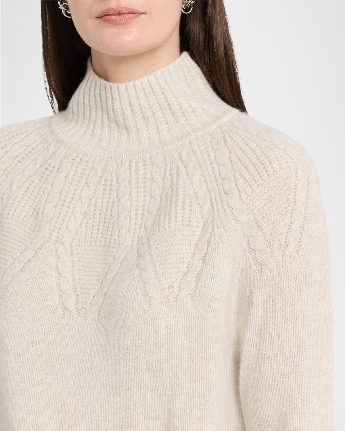 Cashmere Mock-Neck Cable Knit Sweater