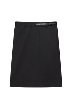 Wardrobe Belted Skirt in black wool gabardine by Helmut Lang - Panache luxury womenswear boutique Sun Valley Park City - 2