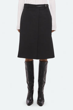 Wardrobe Belted Skirt in black wool gabardine by Helmut Lang - Panache luxury womenswear boutique Sun Valley Park City - 3