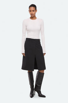 Wardrobe Belted Skirt in black wool gabardine by Helmut Lang - Panache luxury womenswear boutique Sun Valley Park City - 7
