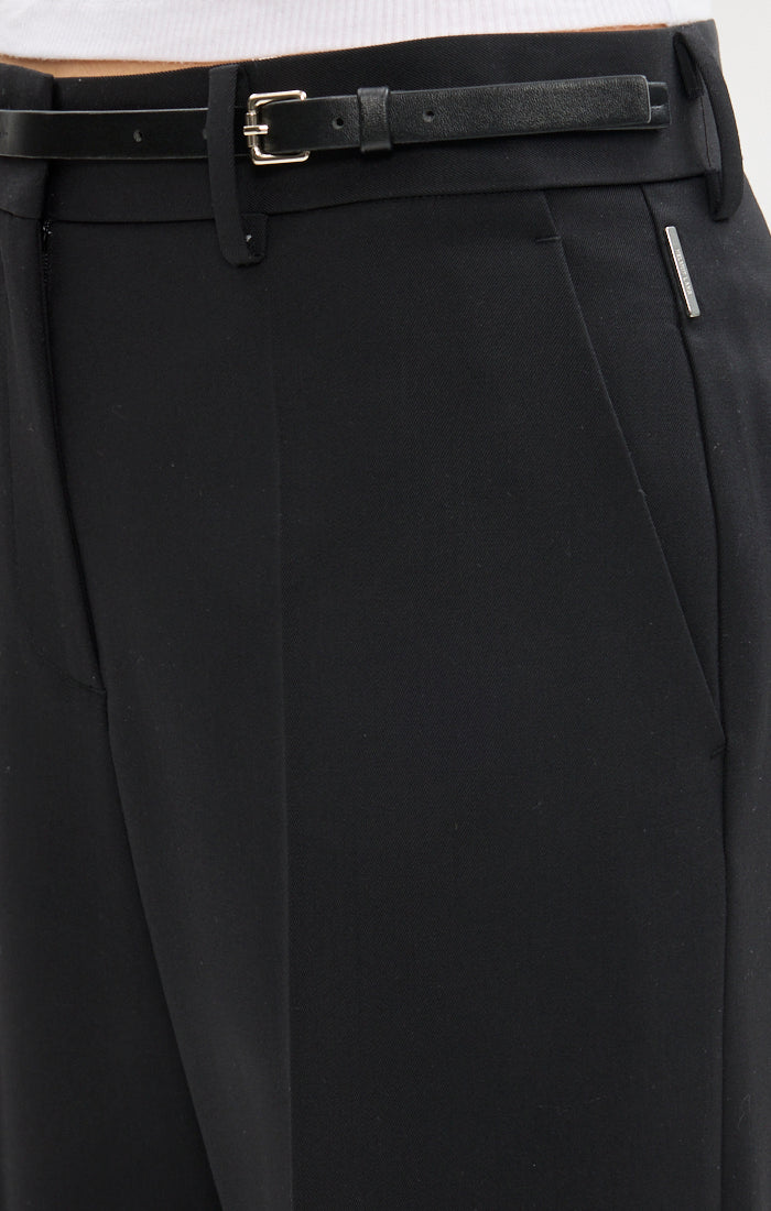 Belted Wool Tailored Pants
