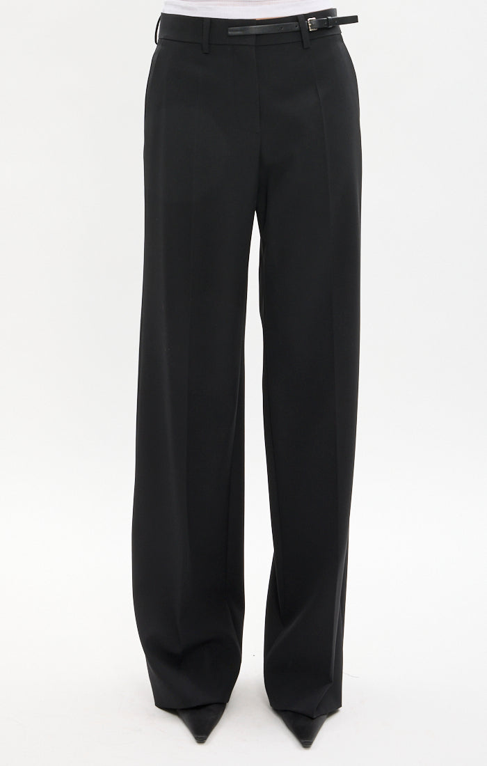 Belted Wool Tailored Pants