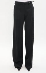Belted Wool Tailored Pants