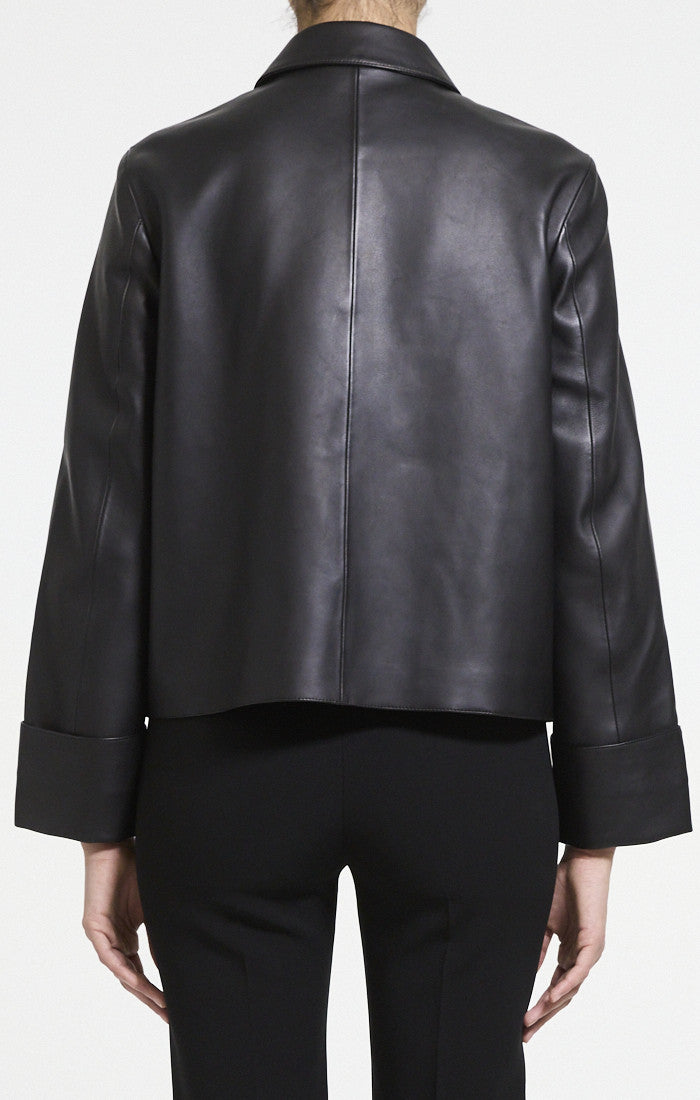 Boxy Cuff Leather Jacket