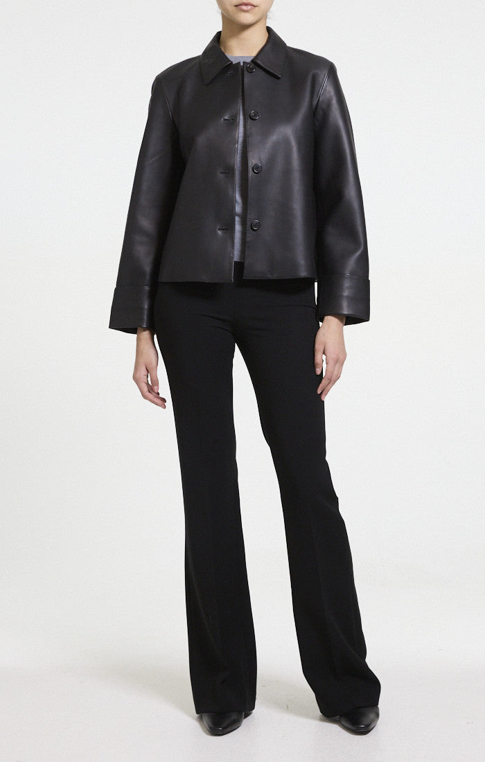 Boxy Cuff Leather Jacket