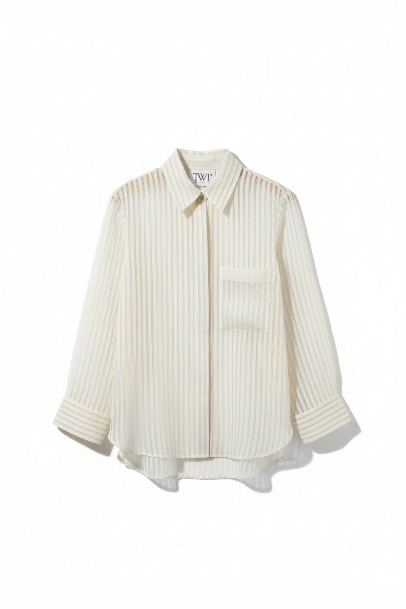 Boyfriend Shirt in Ribbon on Organza