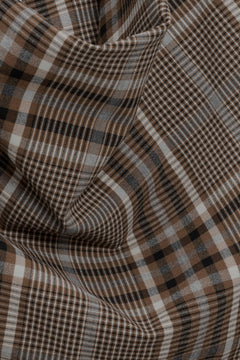 Burke Draped Midi Dress in Otter Plaid - fabric detail - SIMKHAI
