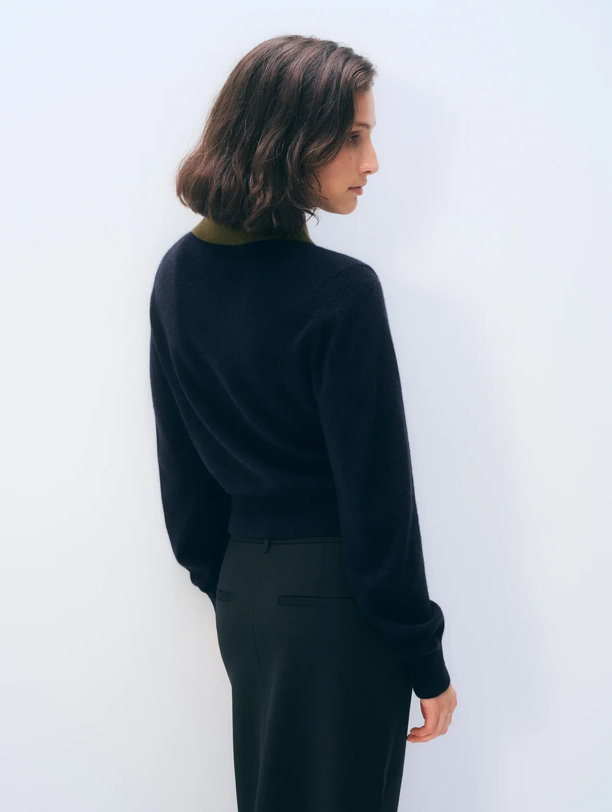 Cashmere Contrast Collar Sweater