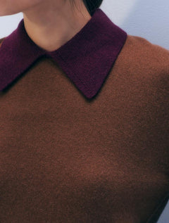 CASHMERE CONTRAST COLLAR SWEATER