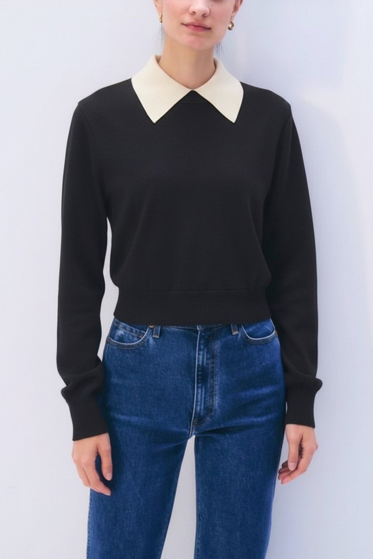 Cashmere Contrast Collar Sweater