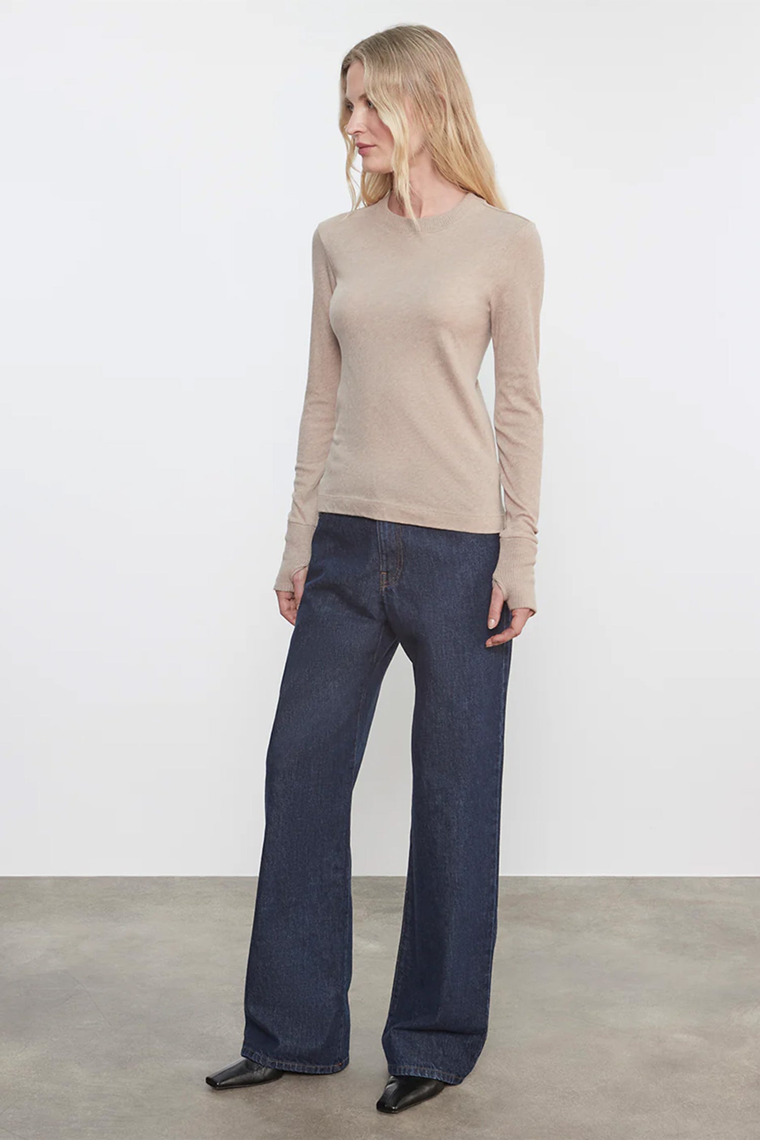 Cashmere Easy Cuffed Crew