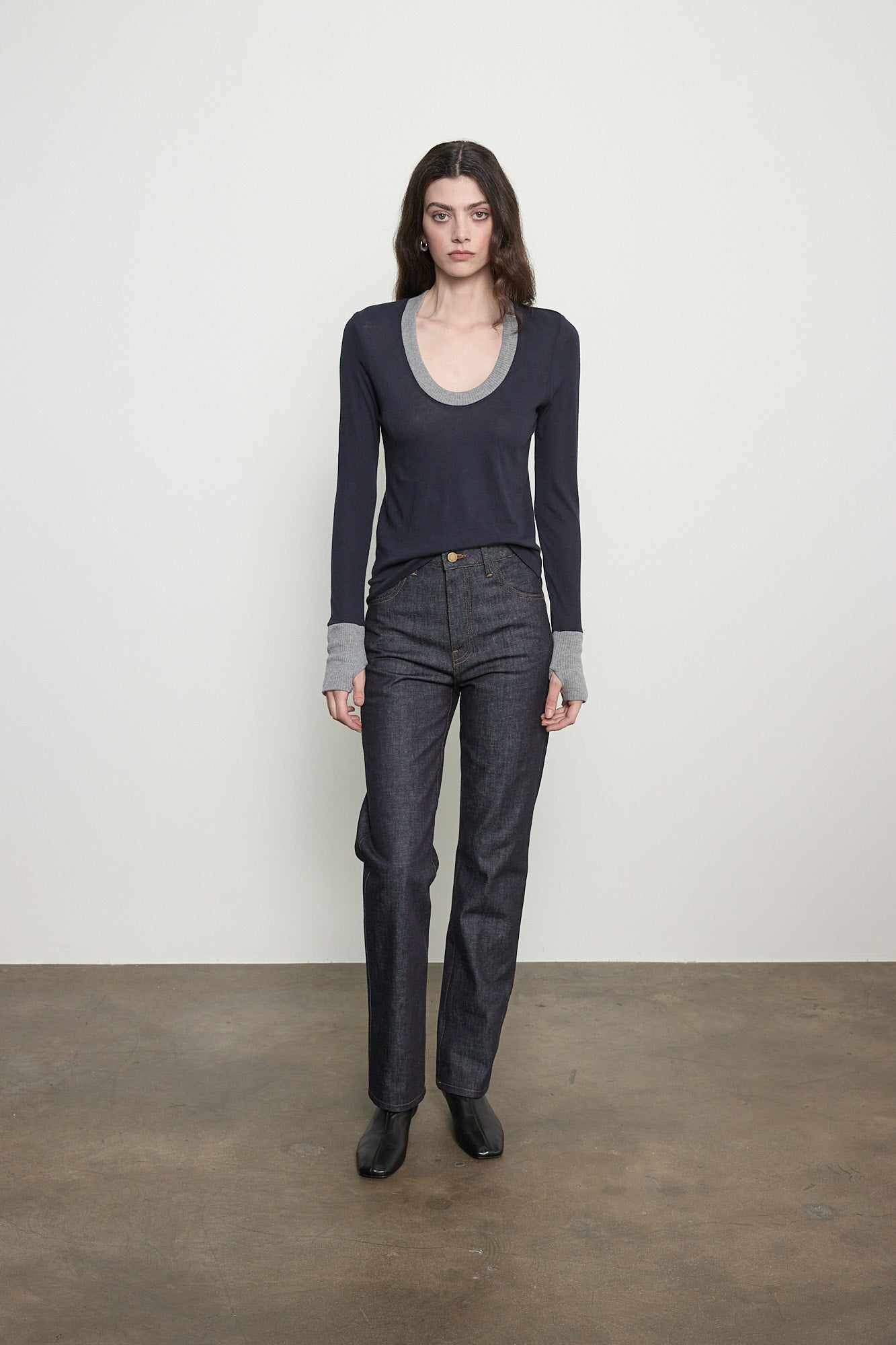 Cashmere Jersey Contrast Easy Cuffed