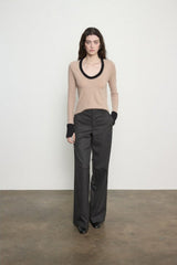 Cashmere Jersey Contrast Easy Cuffed