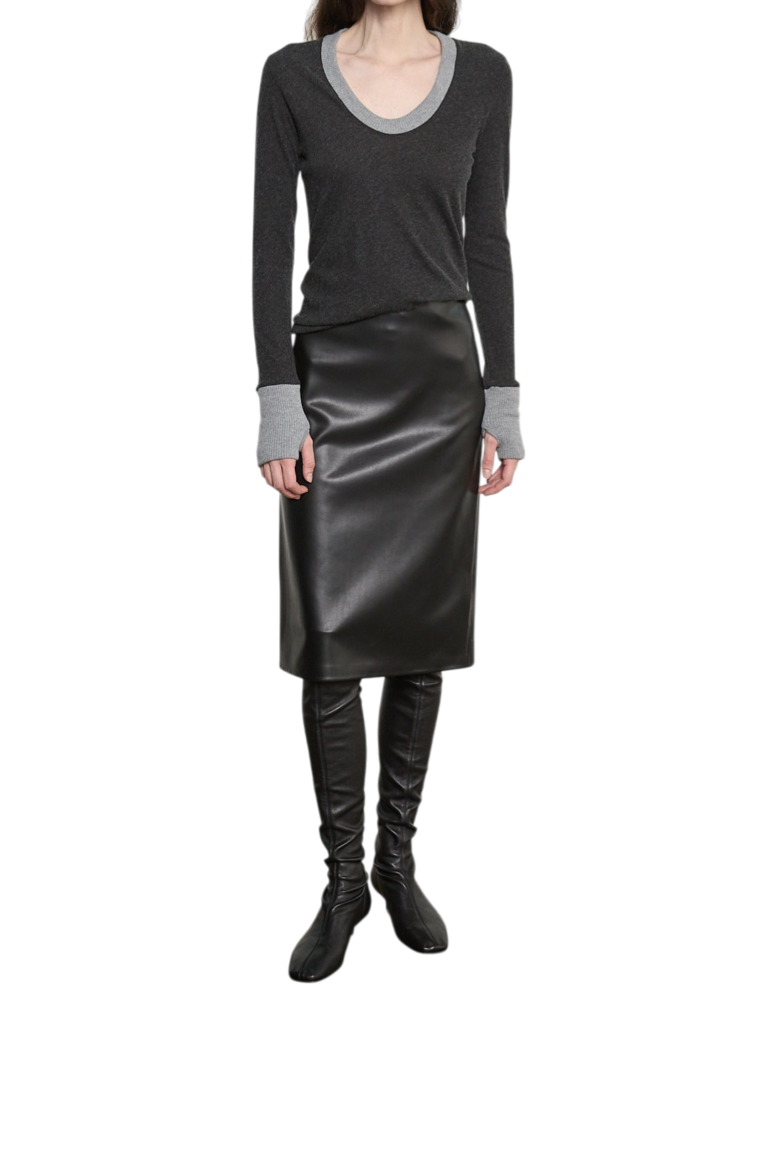 Cashmere Jersey Contrast Easy Cuffed