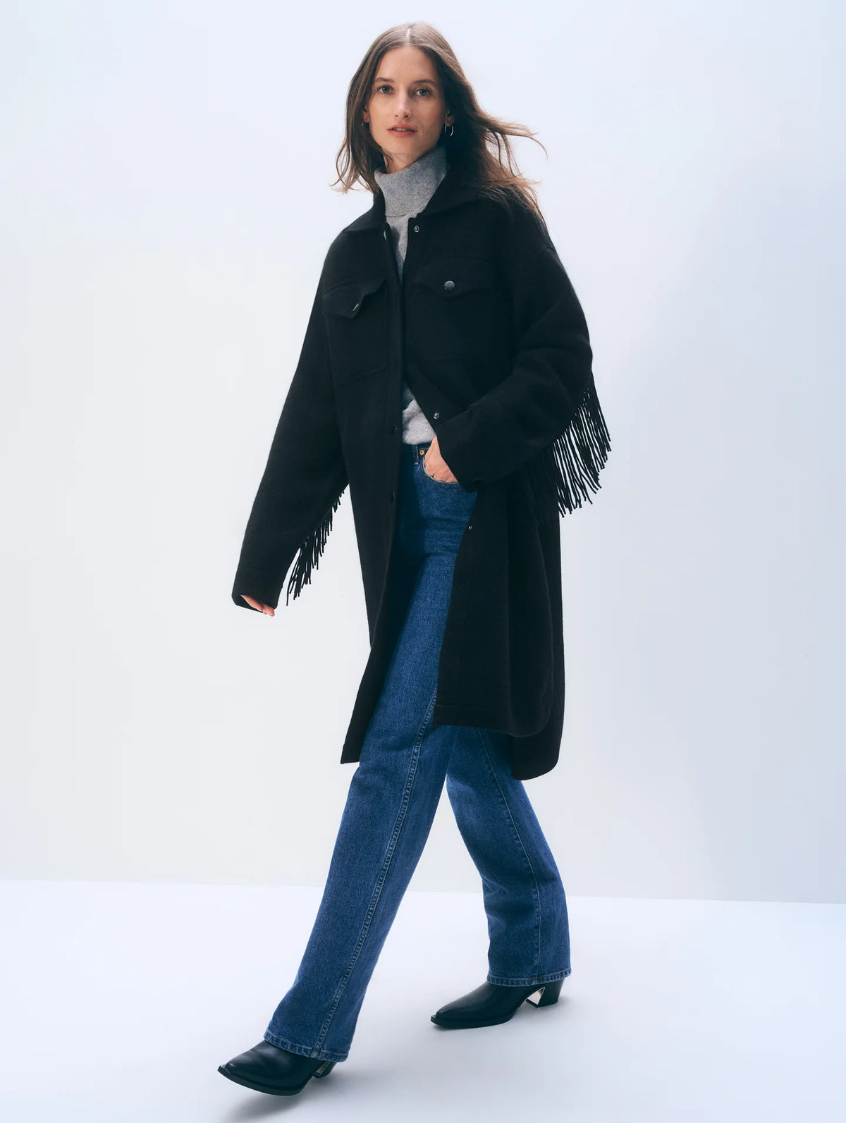 Cashmere Merino Fringe Coat