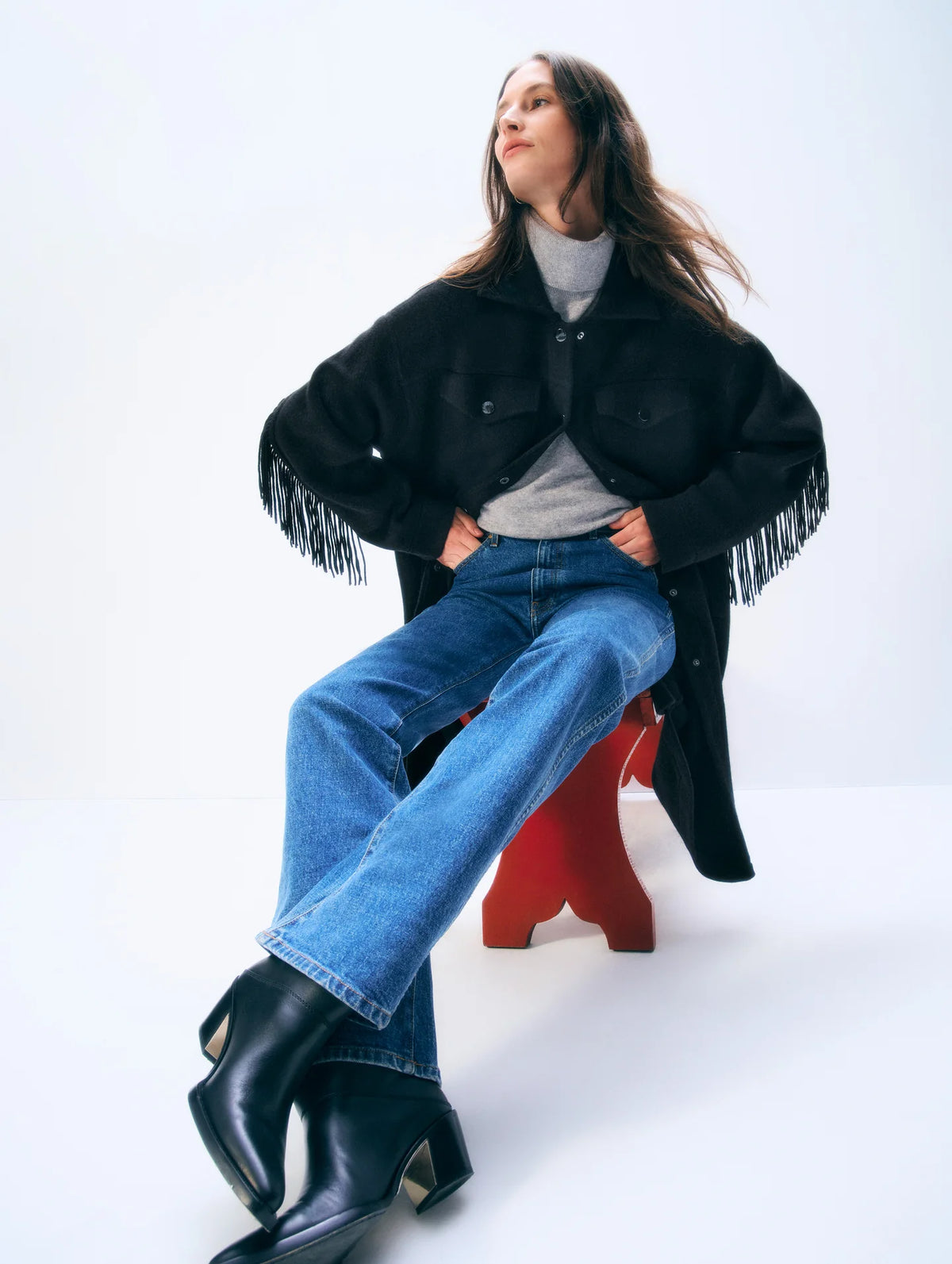 Cashmere Merino Fringe Coat