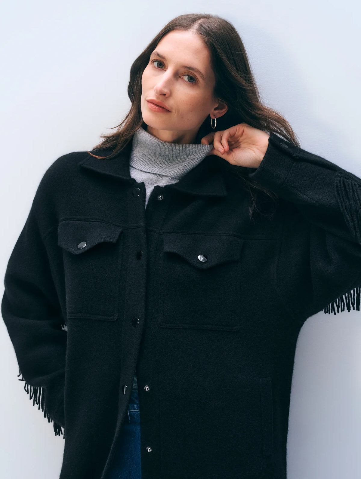 Cashmere Merino Fringe Coat