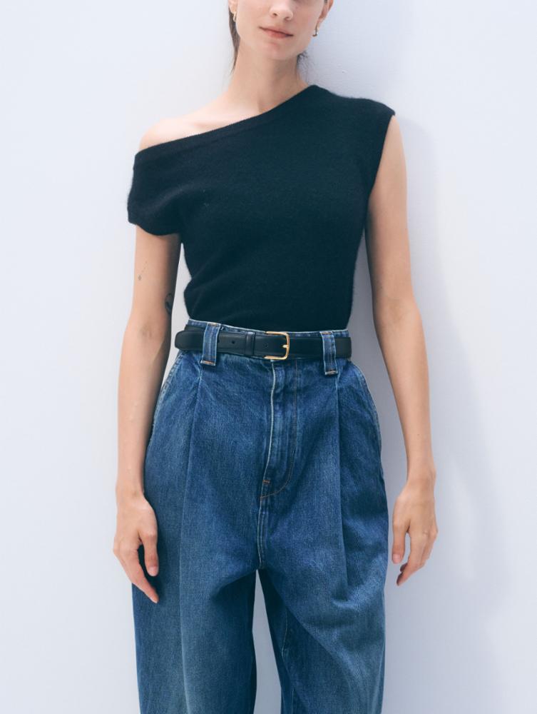 Cashmere Off Shoulder Top in Black or Soft White