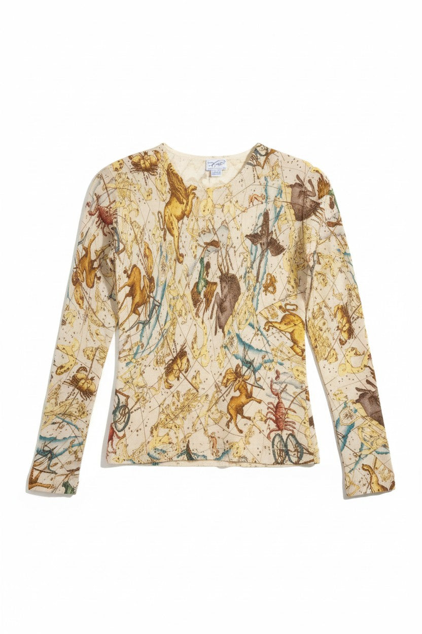 Cashmere Silk Printed Crewneck