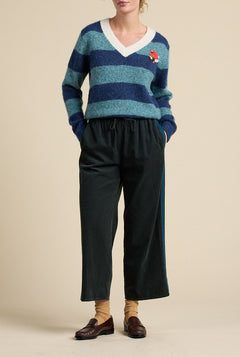 Chalet V-Neck Sweater Indigo Stripe