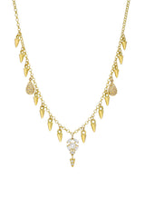 Champagne Pear Shield Cluster Necklace