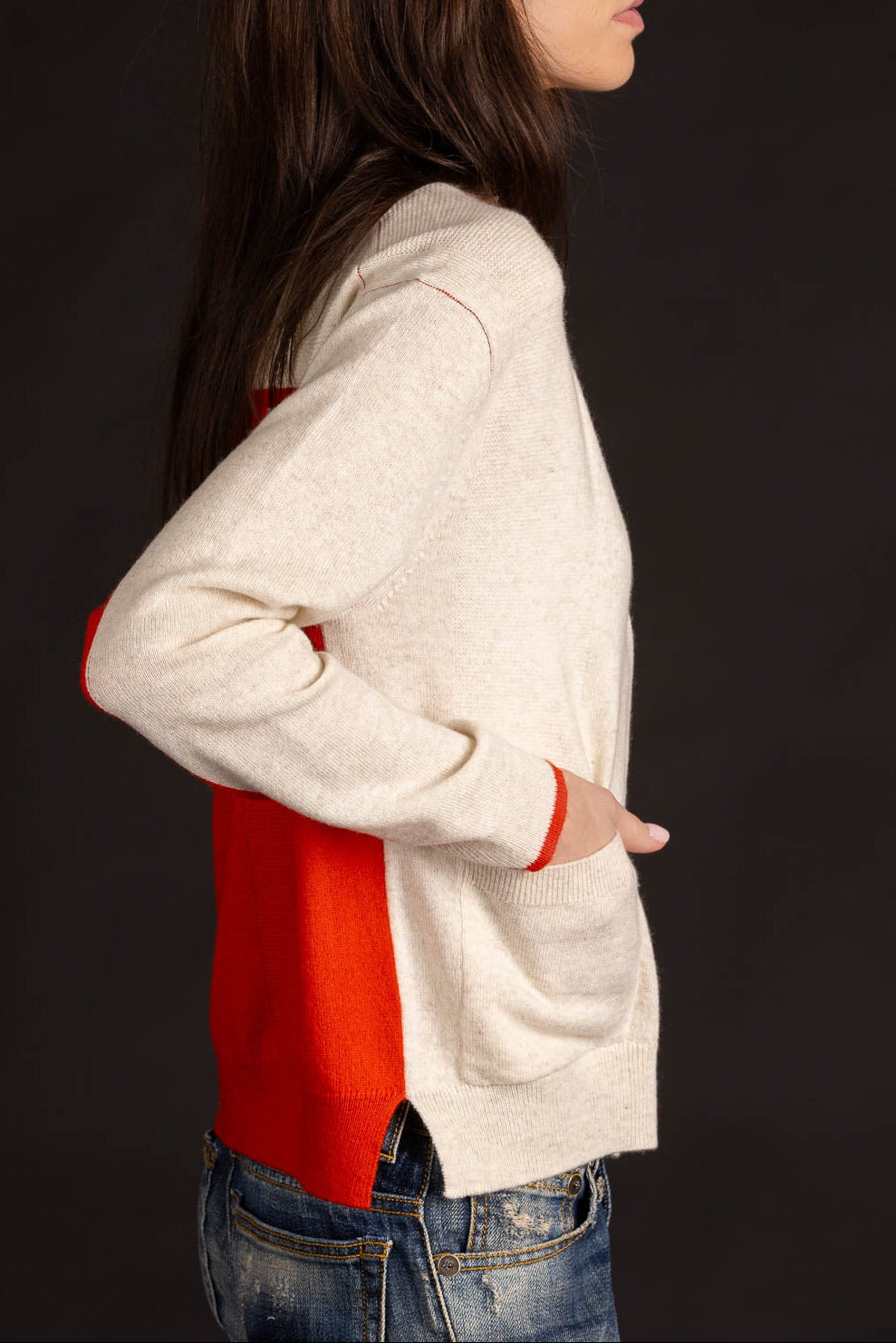 Contrast Crew Cardigan