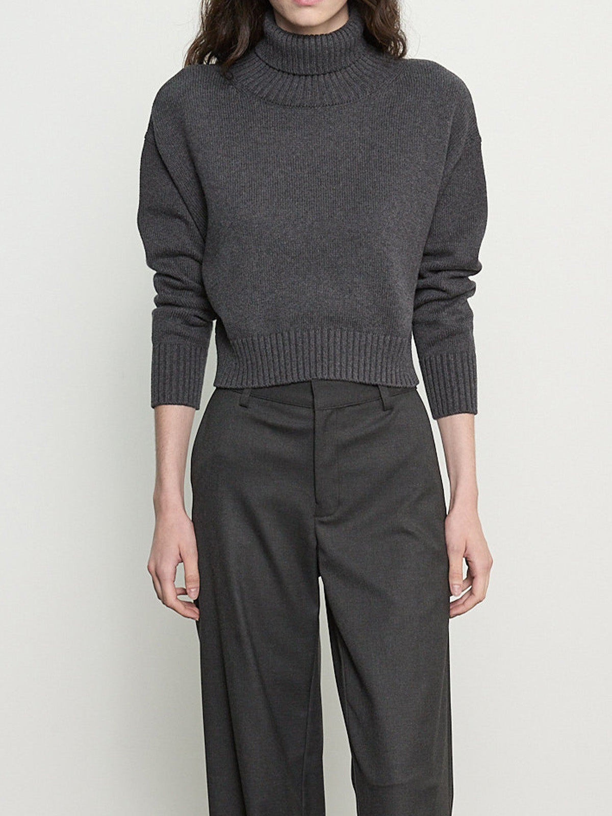 Cotton Cashmere Funnelneck Sweater