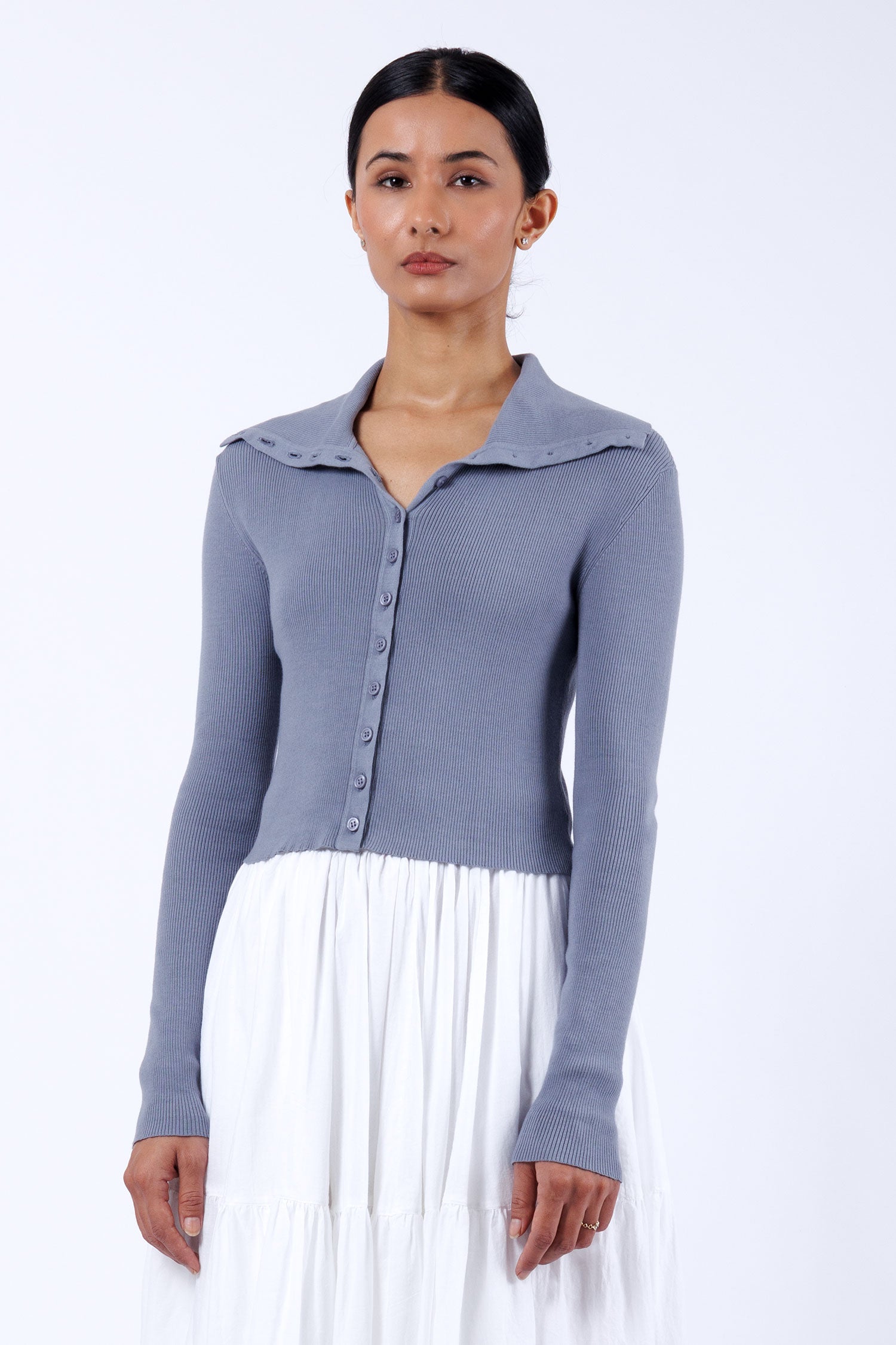 cotton fitted cropped cardigan 2x1