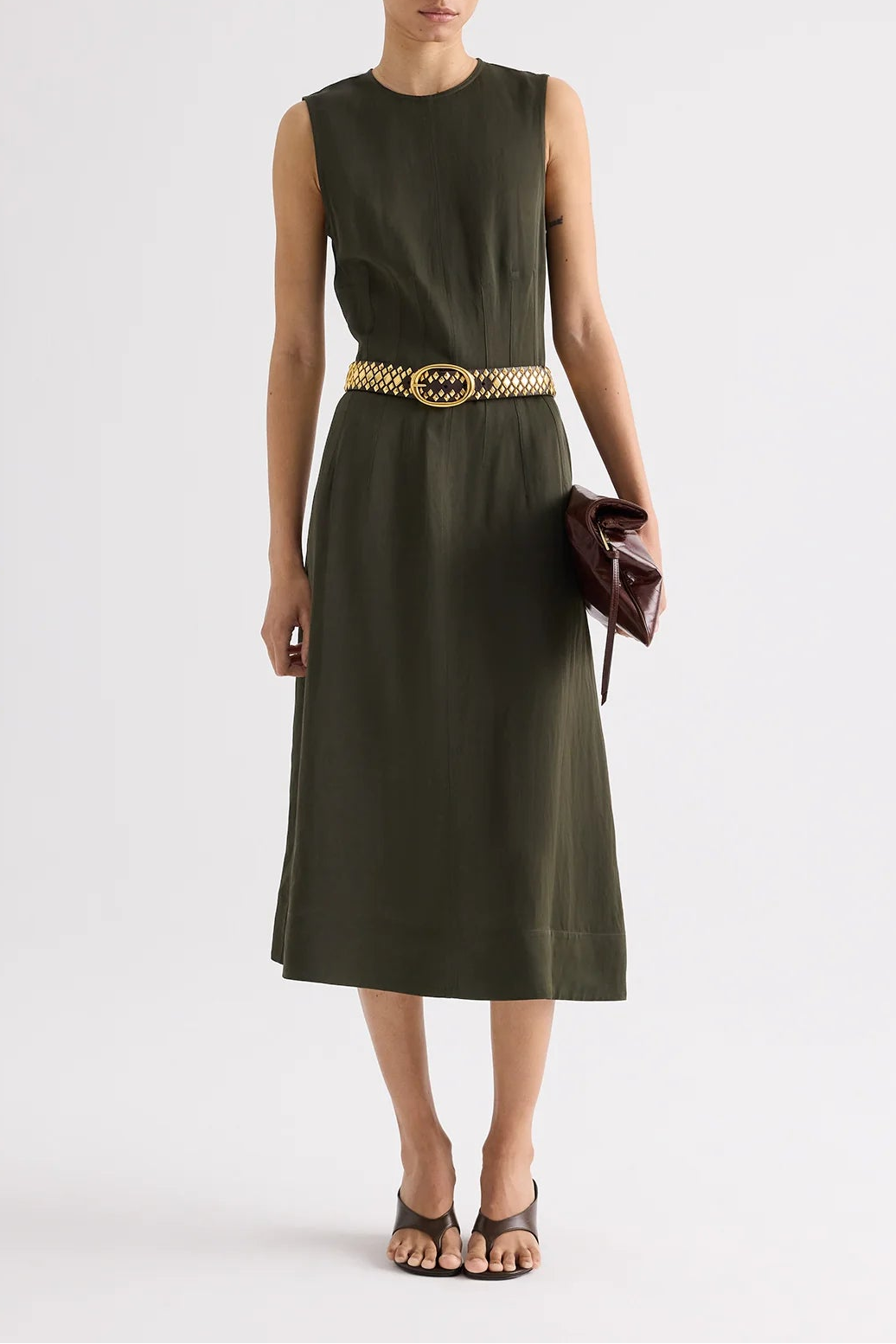 Crew Neck Dress With Darts