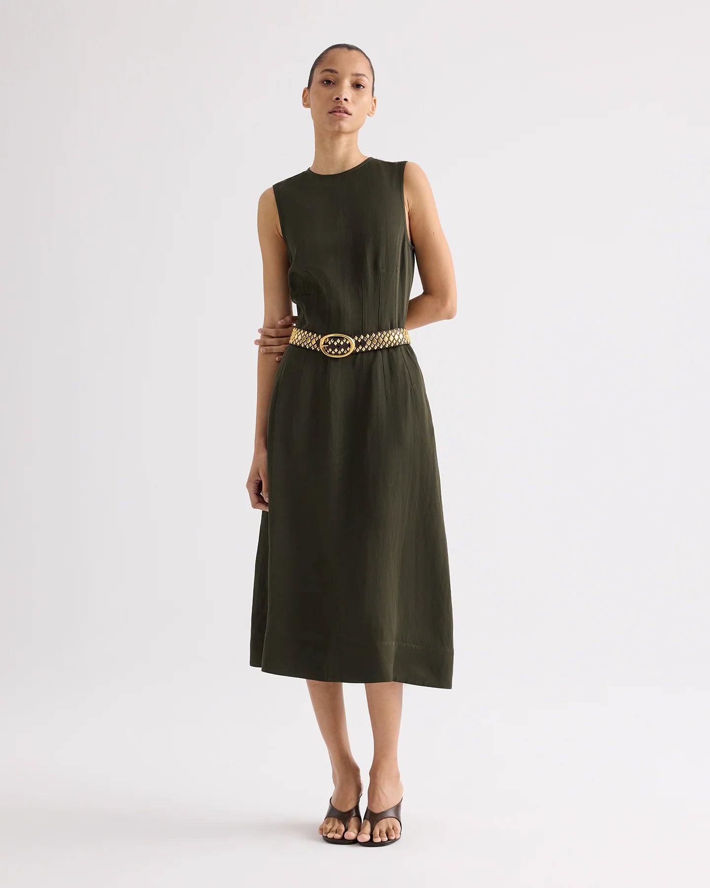 Crew Neck Dress With Darts