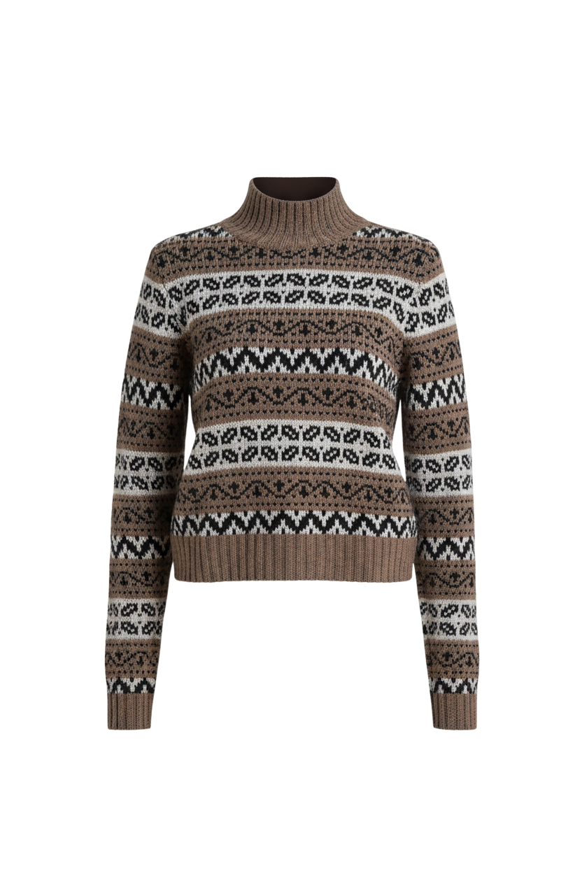 Cropped Chunky Fair Isle Mock