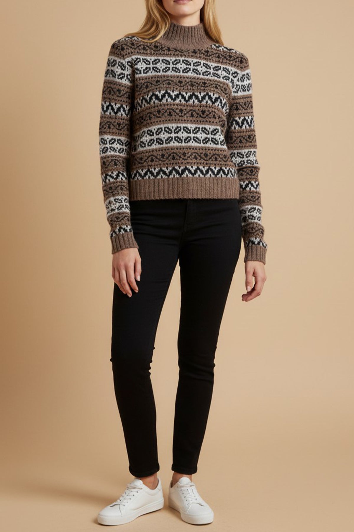 Cropped Chunky Fair Isle Mock