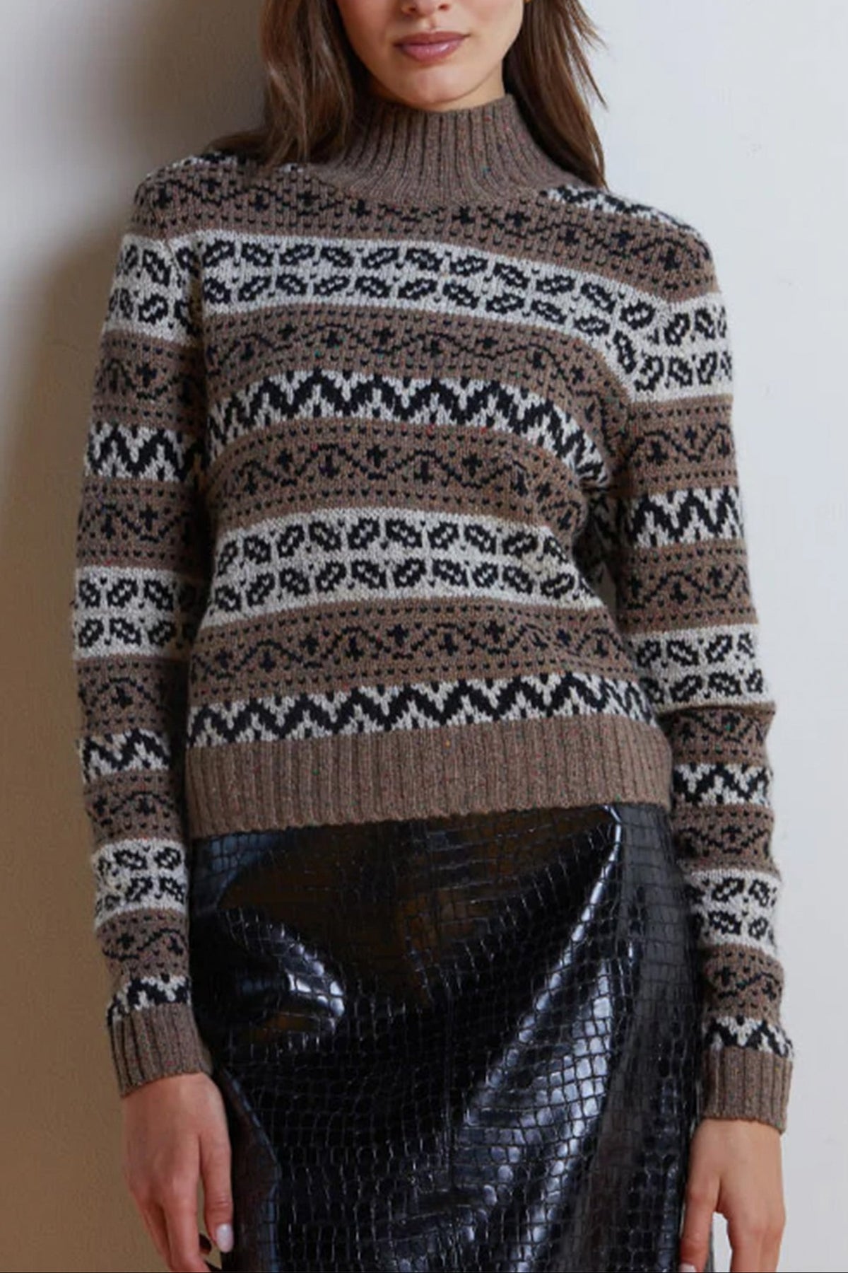 Cropped Chunky Fair Isle Mock