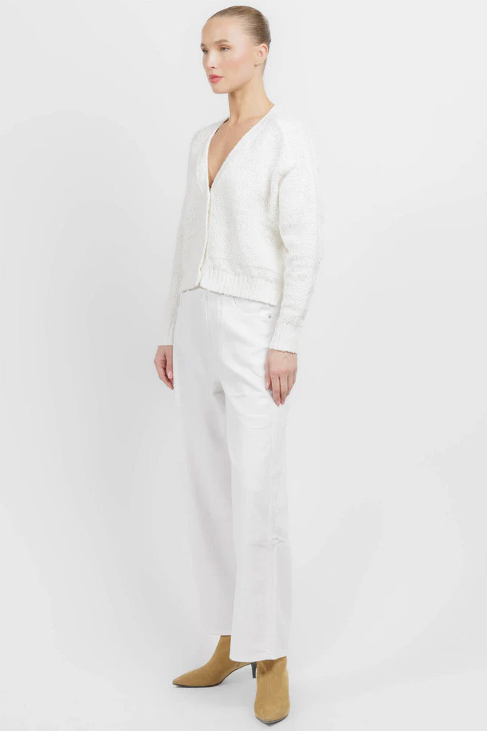 Cropped V Neck Cardigan