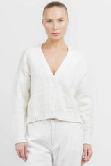 Cropped V Neck Cardigan