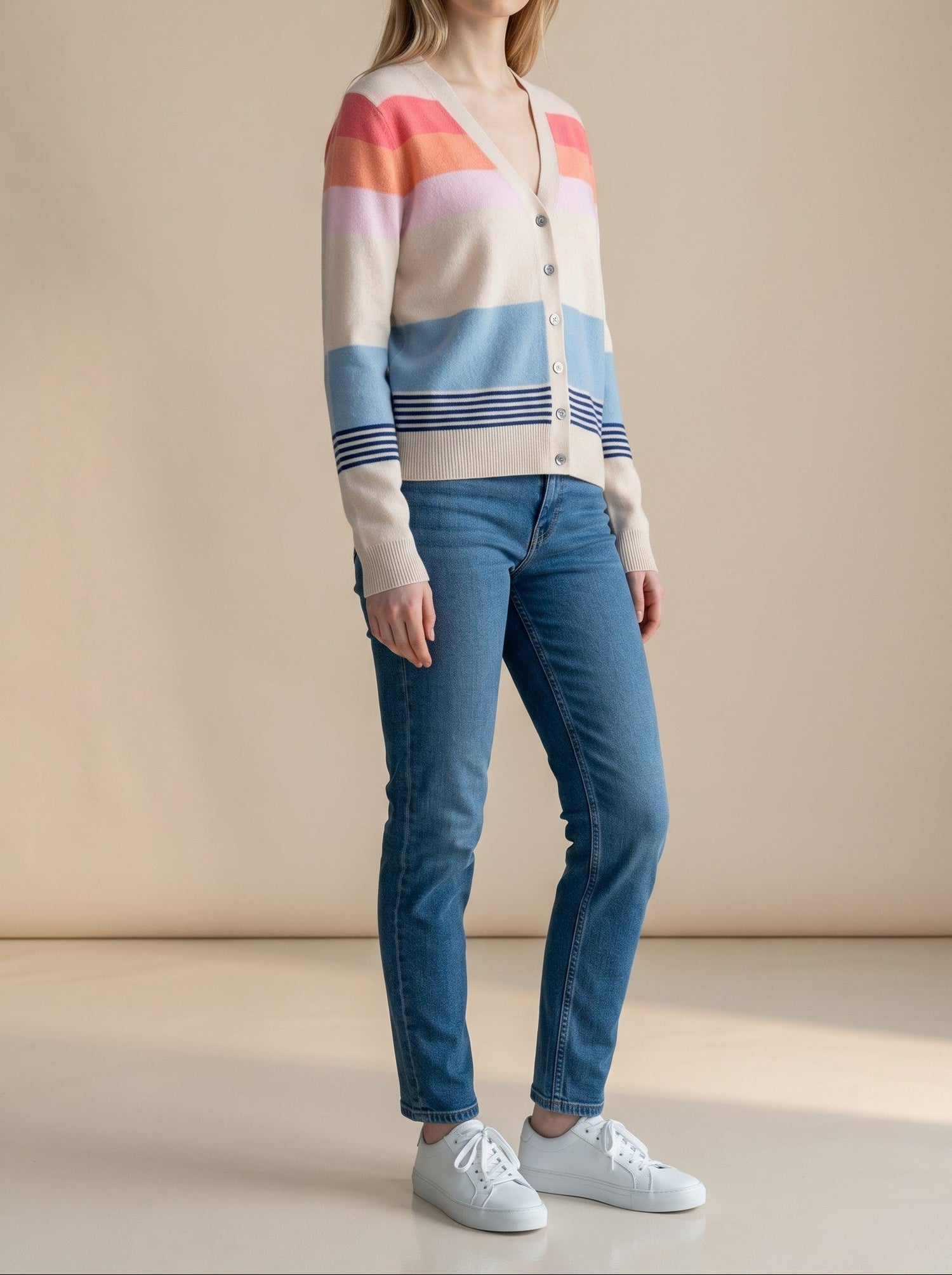 Deckchair Stripe Cashmere Cardigan