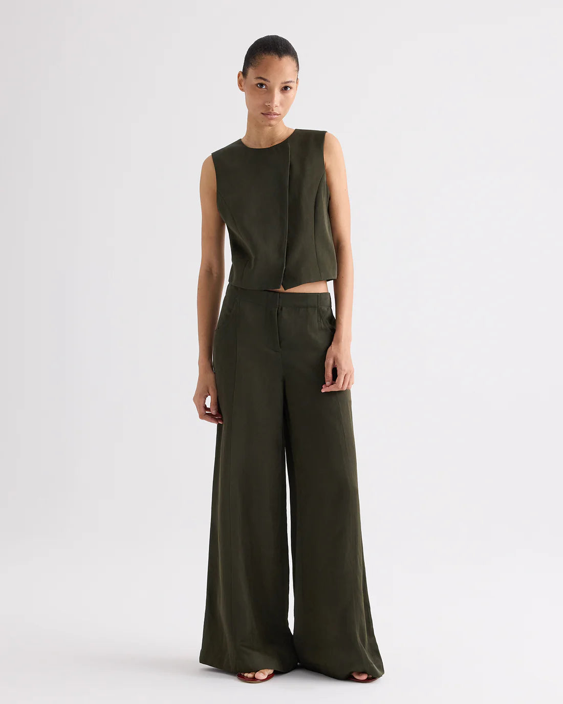 Demie Coated Viscose Linen Pant