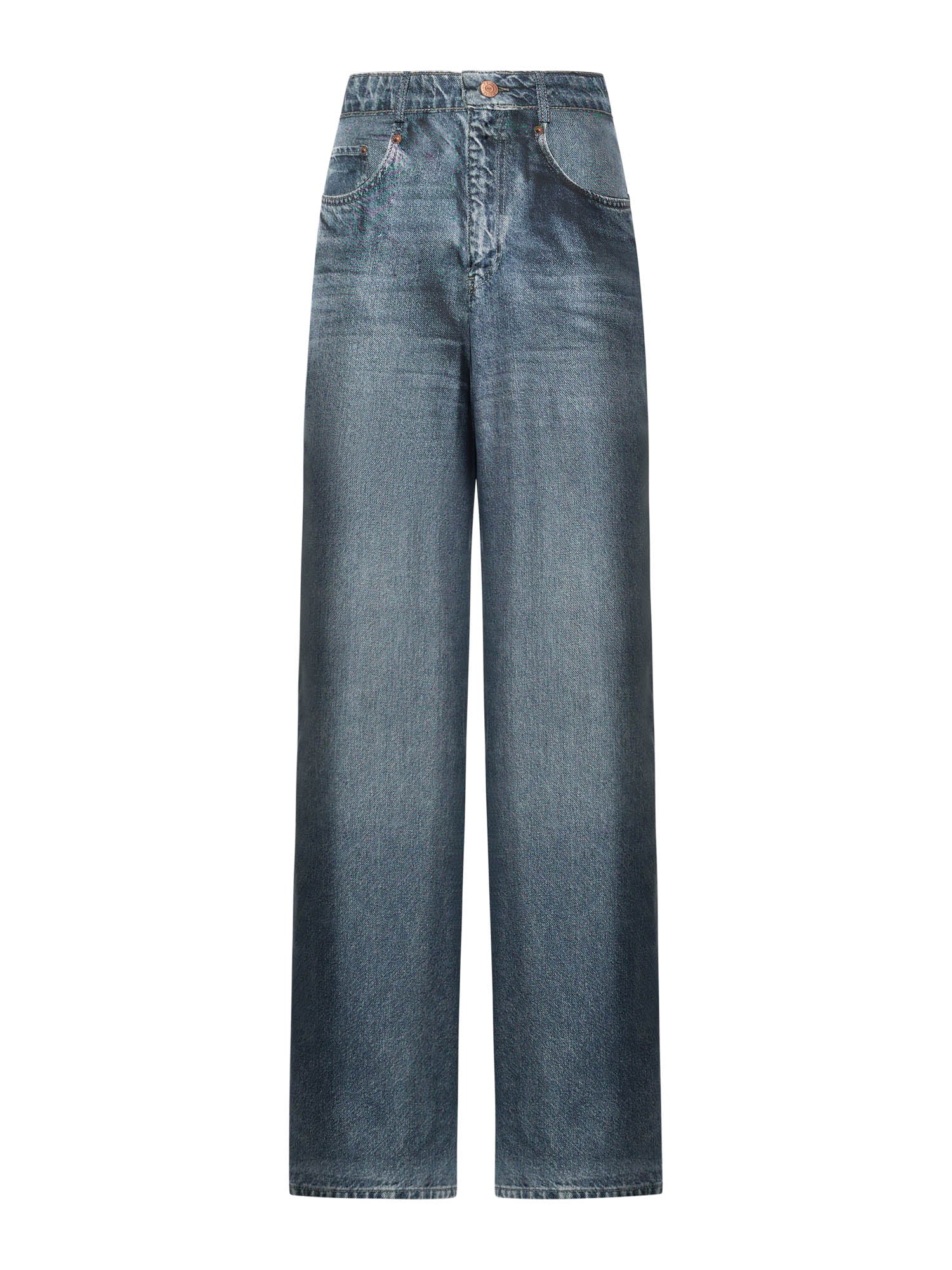 Denim Printed Silk Pant