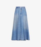 Denim Printed Silk Skirt
