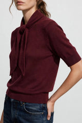 Elbow Sleeve Scarf Neck