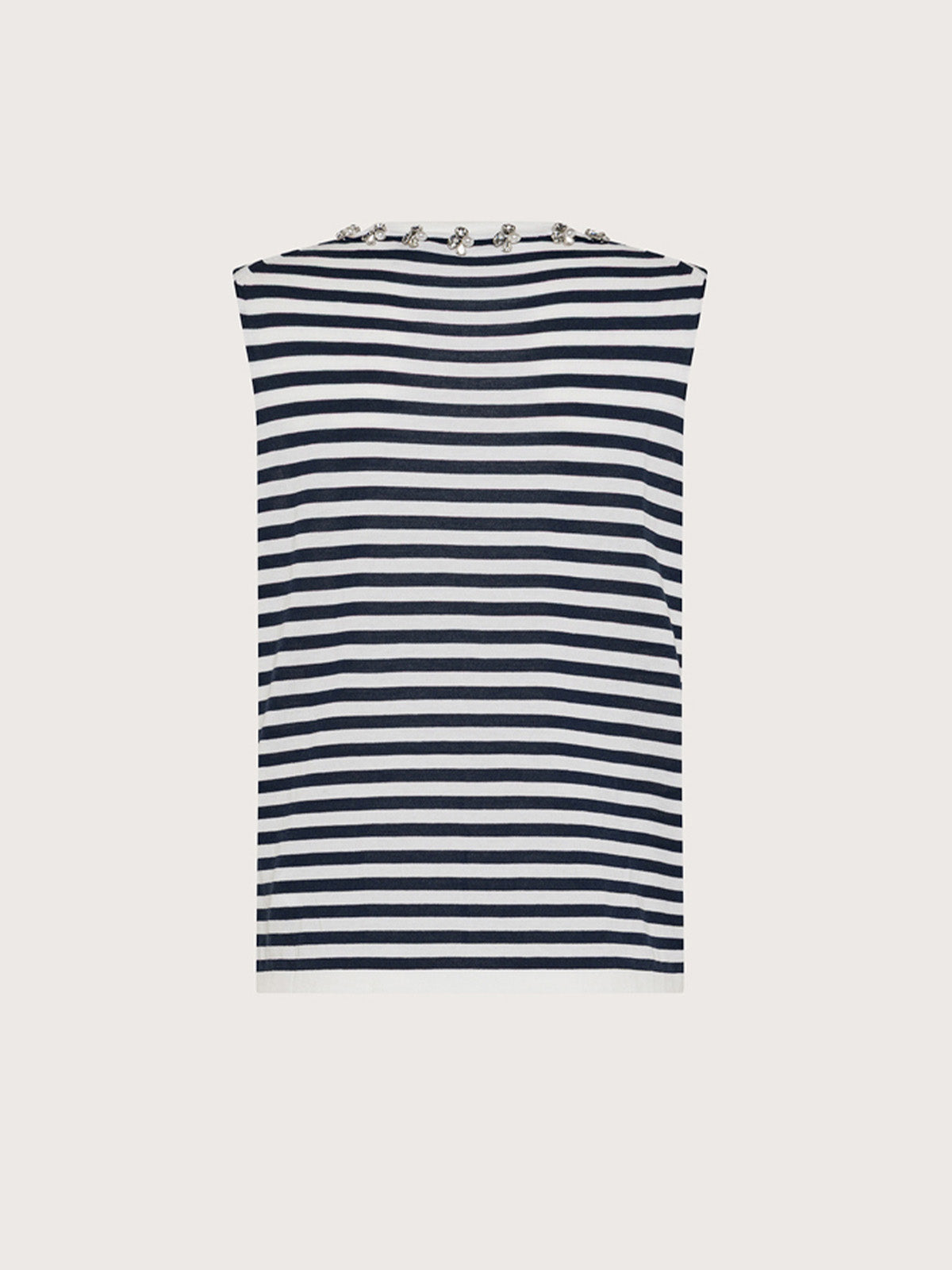 Embellished Collar Striped Tank