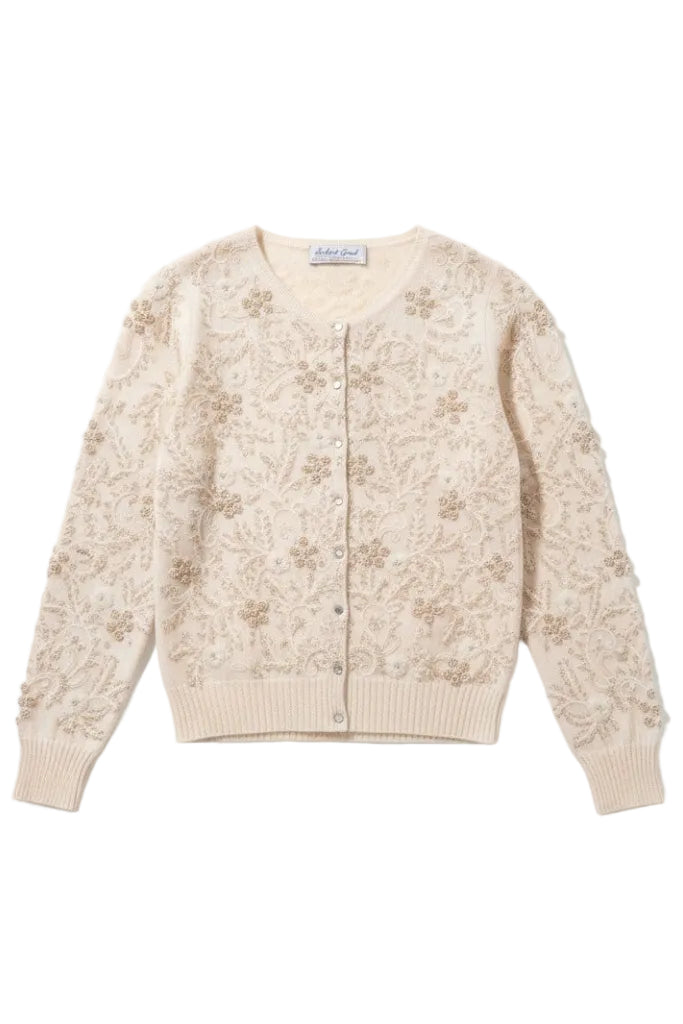 Embroidered Crewneck Cardigan