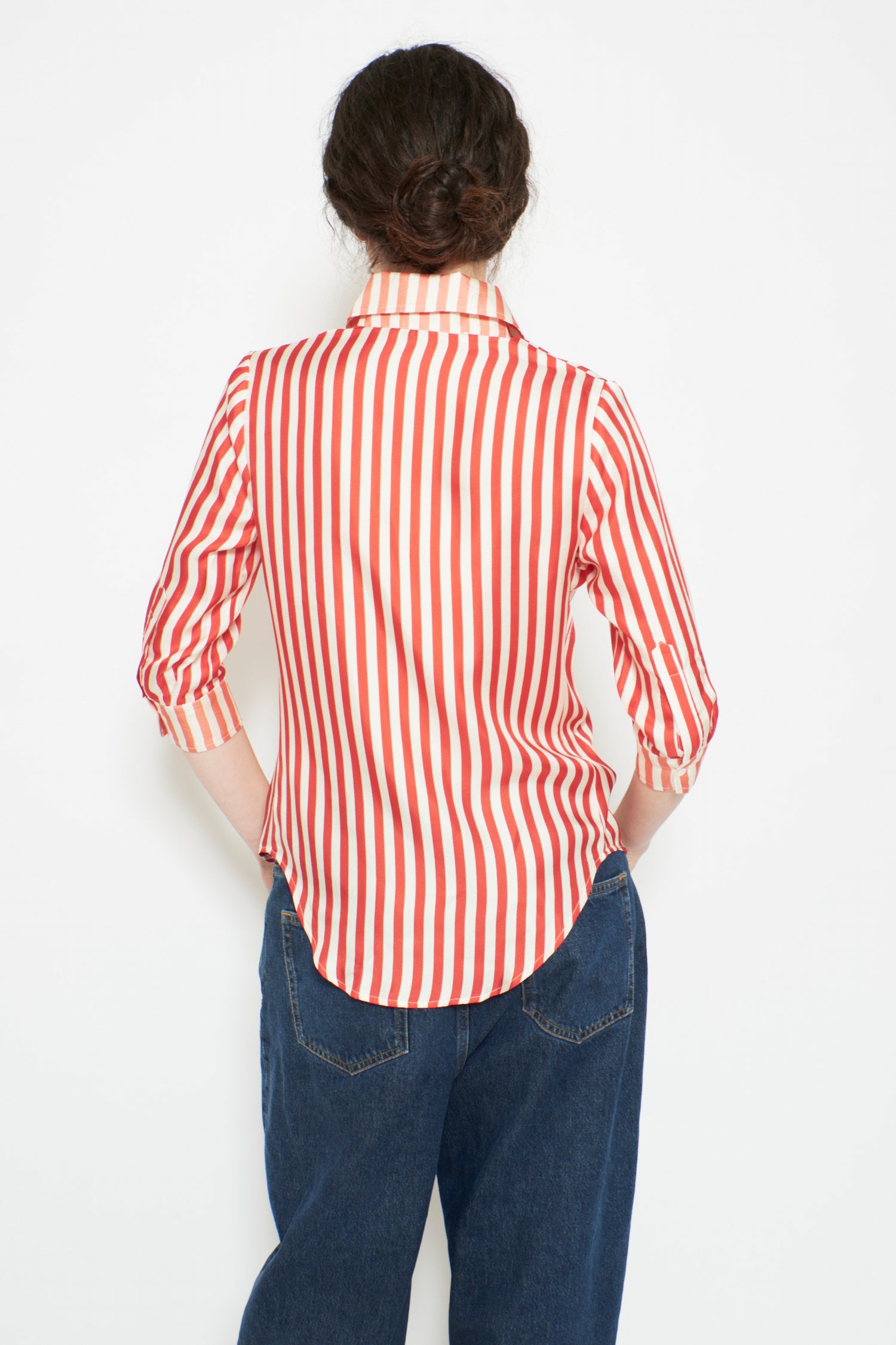 EMMANUELLE Women’s Shirt | Mix Raye Coquelicot Ecru Stylish Shirt
