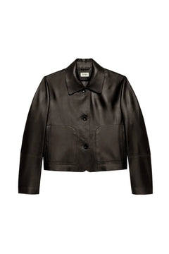Emy Lamb Butter leather jacket, Coffee Bean - ghost/flat product shot