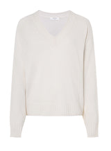 Evelyn Cashmere V-Neck – Lightweight Cozy Pullover-Ecru