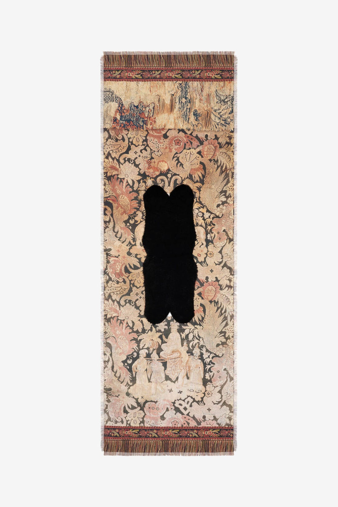 Fanory Silk Scarf with Faux Fur 65x190